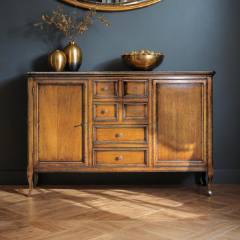Credenza con 2 ante, legno toulipier, dettagli classici