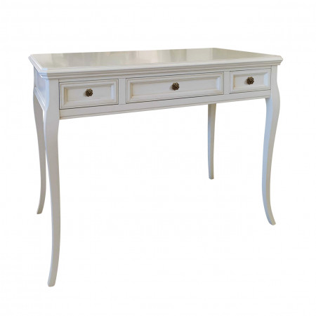 Scrittoio tre cassetti con piano in legno sporgente
