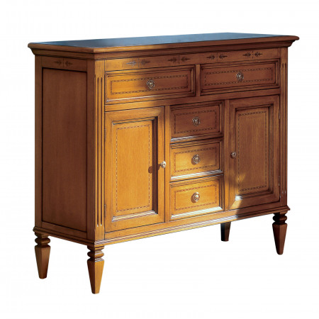Credenza con due ante 5 cassetti, dettagli floreali