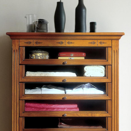 Porta camicie con cassetti vetro e motivo floreale