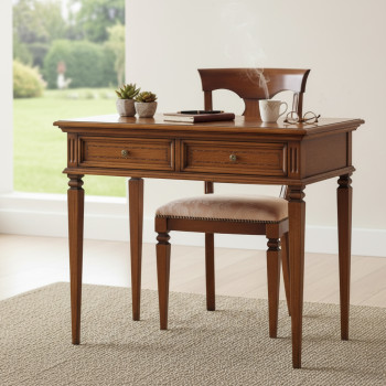 Scrittoio 2 cassetti piano filettato legno massello