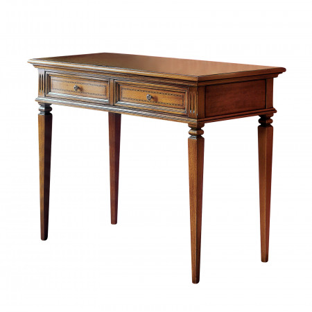 Scrittoio 2 cassetti in legno con piano filettato