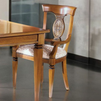 Capotavola imbottito in legno di faggio con medaglione