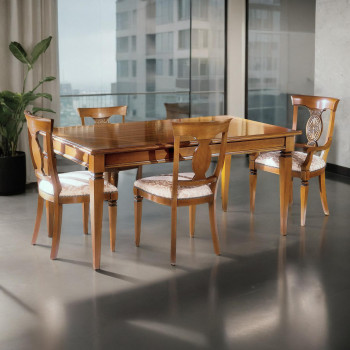 Tavolo rettangolare fisso 170x90 ambiente moderno, dettaglio legno