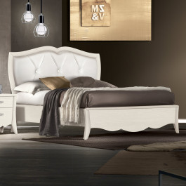 Comodino in frassino con decoro floreale e maniglie Swarovski