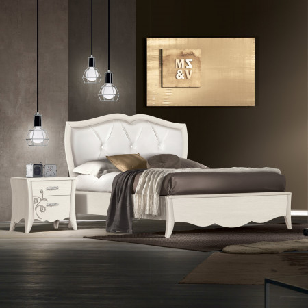 Letto king size in frassino, dettaglio testata imbottita