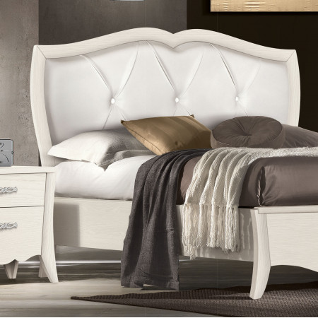 Letto king size in frassino con testata imbottita e bottoni