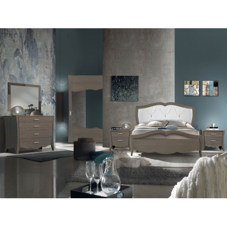 Letto king size in frassino con testata imbottita, camera moderna