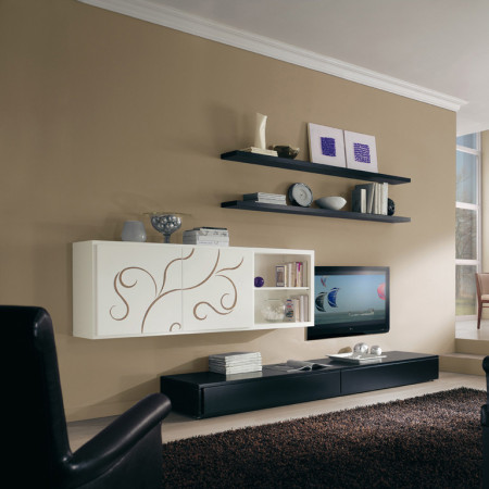 Soggiorni moderni a moduli, dettaglio decorazione floreale