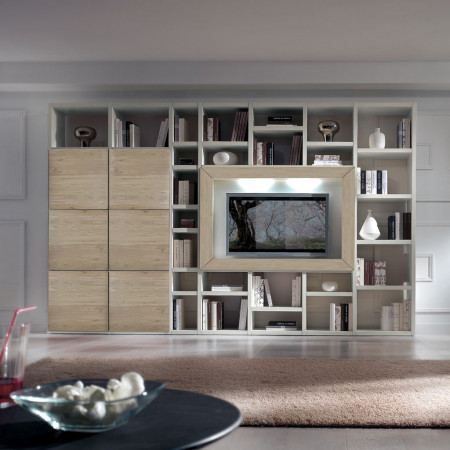 Composizione con ante e cornice rovere, porta TV
