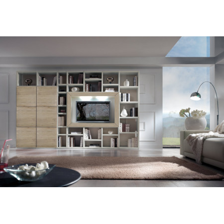Composizione con ante e cornice rovere, dettaglio ante