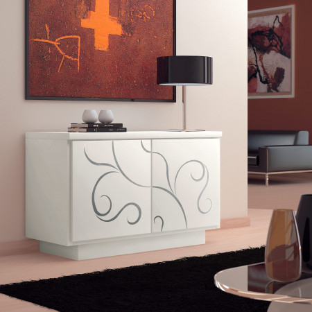 Madia 2 ante con rilievo argento e design floreale
