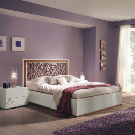 Letto testata traforata particolari noce canaletto