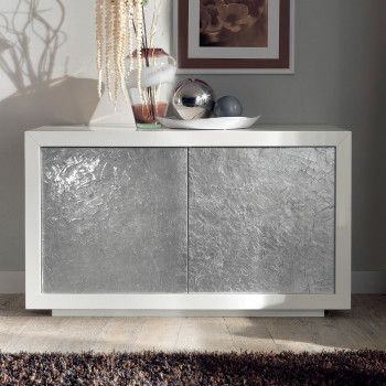 Madia 2 ante argento spazolato lucido con zoccolino