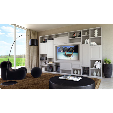 Componibile moderno in legno con porta TV e cornice