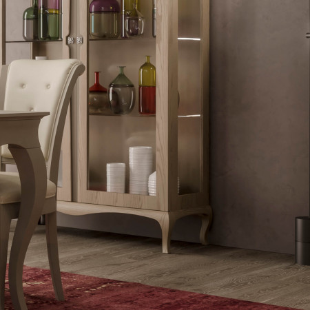 Vetrina 2 porte in legno massello e vetro trasparente