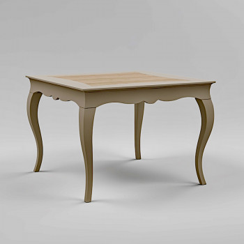 Tavolo quadrato allungabile, dettaglio gambe sagomate