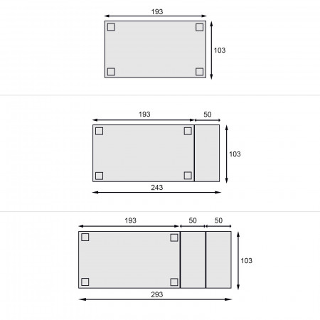 Tavolo rettangolare 193/293 x 103