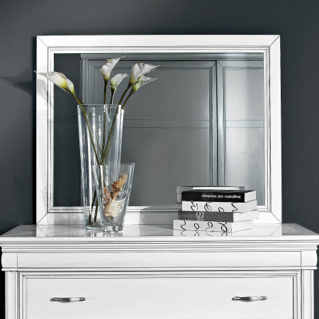 Specchiera rettangolare in legno toulipier con decorazione
