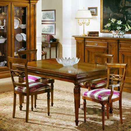 Sedia treccia con fondino imbottito tessuto, legno massello
