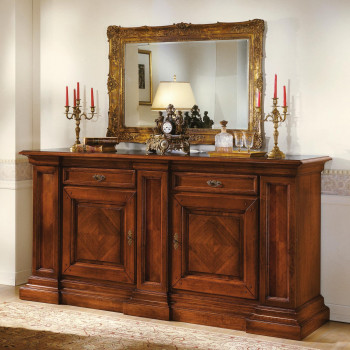 Credenza 2 ante e 2 antine laterali, intarsio classico