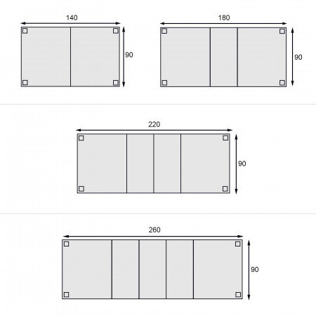 Tavolo rettangolare allungabile, misure da 140x90 a 260x90