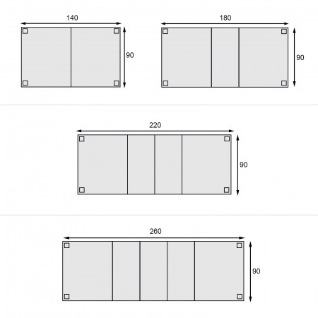 Tavolo rettangolare allungabile 140/260x90