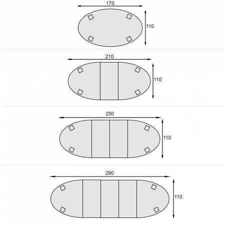 Tavolo ovale allungabile 170/290x110