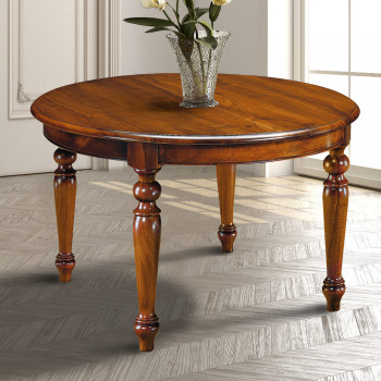 Tavolo rotondo allungabile in legno noce tanganika