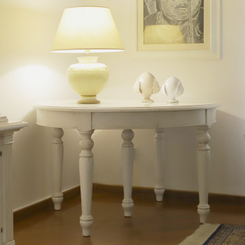 Tavolo rotondo allungabile da 120x120 a 370x120 con dettaglio gamba centrale