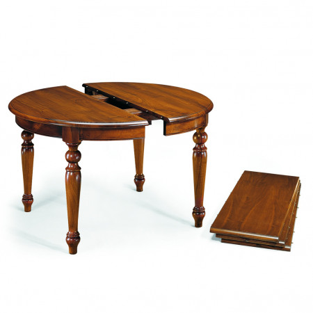 Tavolo rotondo allungabile da 120x120 a 370x120 con allunghe in legno