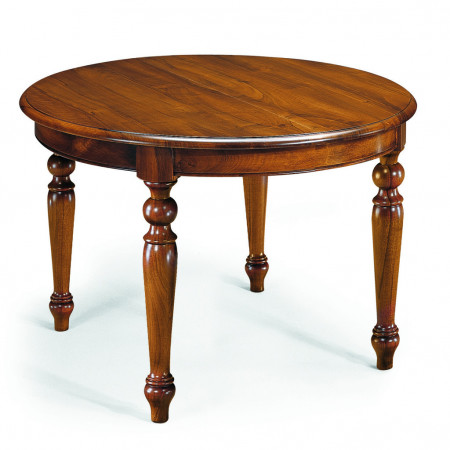 Tavolo rotondo allungabile 120x120, dettaglio gambe in faggio