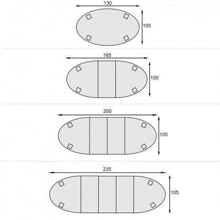 Tavolo ovale allungabile 130/235x105