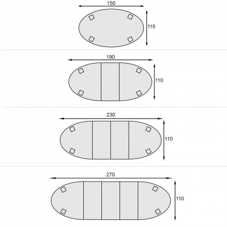 Tavolo ovale allungabile 150/270x110