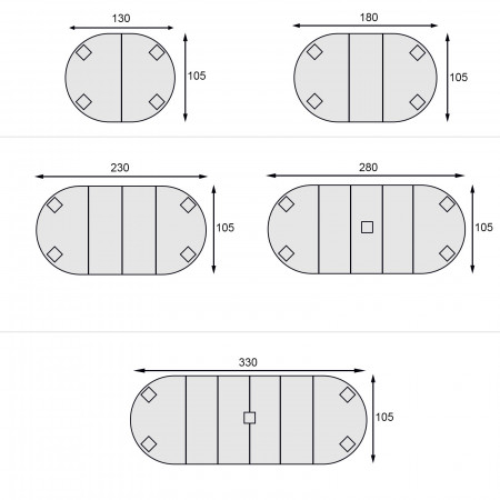 Tavolo ovalino allungabile 130/330x105