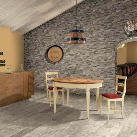 Tavolo ovale rovere allungabile ambientato
