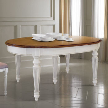 Tavolo ovale con intarsio in rovere, dettaglio delle gambe