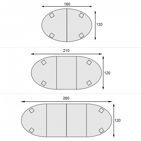 Tavolo ovale con intarsio in rovere allungabile 160/260x120