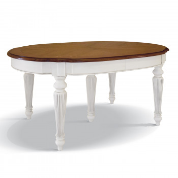 Tavolo ovale con intarsio in rovere, dettaglio gambe scolpite