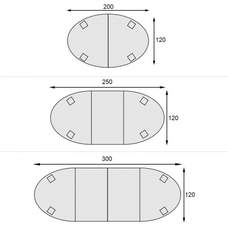Tavolo ovale con intarsio in rovere allungabile 200/300x120