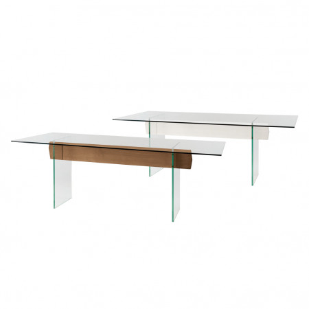 Tavolo moderno in vetro e legno