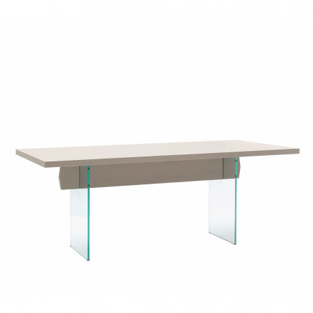 Tavolo moderno con gambe in vetro piano con bordo dritto