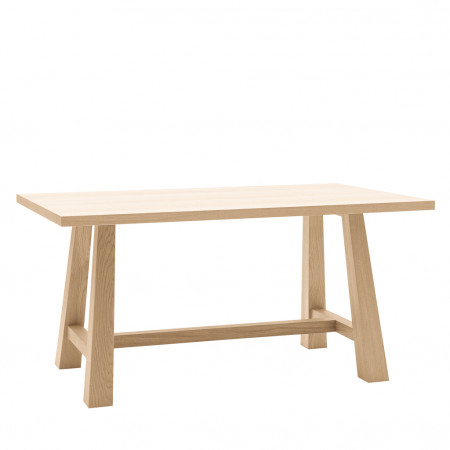 Tavolo moderno in legno a cavalletto, dettaglio struttura