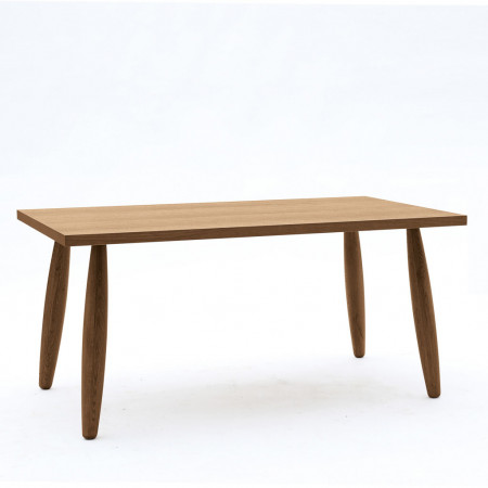 Tavolo moderno con gambe tornite e piano in rovere