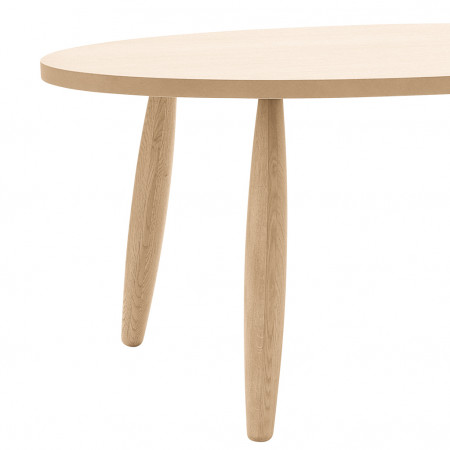 Tavolo in rovere ovale, dettaglio del piano e gambe