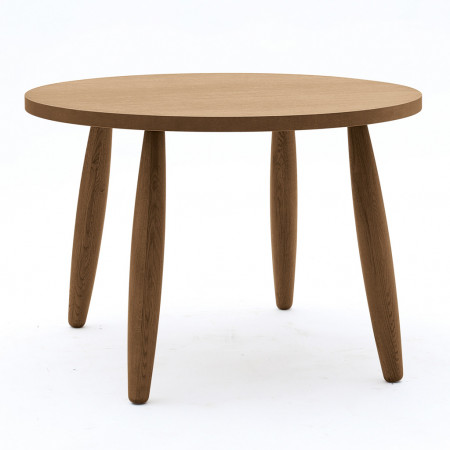 Tavolo rotondo in rovere con gambe tornite