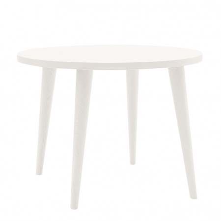 Tavolo rotondo rovere gambe tornite dettaglio piano