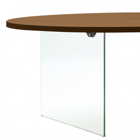 Tavolo ovale in cristallo e piano con bordo dritto