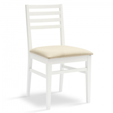 Sedia in legno con fondino tappezzato bianco
