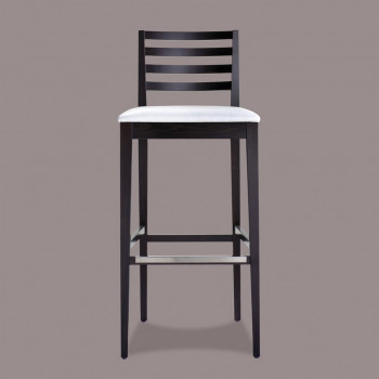 Sgabello in faggio con seduta imbottita e palette colori